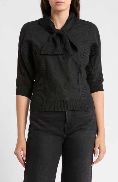 Dolman Tie Neck Sweater
