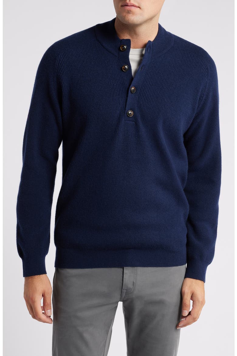 Ruxton Merino Wool & Cashmere Mock Neck Sweater, Main, color, NAVY