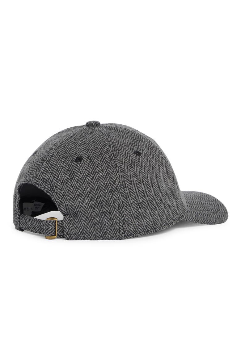 Embroidered Cashmere & Wool Herringbone Adjustable Baseball Cap, Alternate, color, BLACK/ WHITE