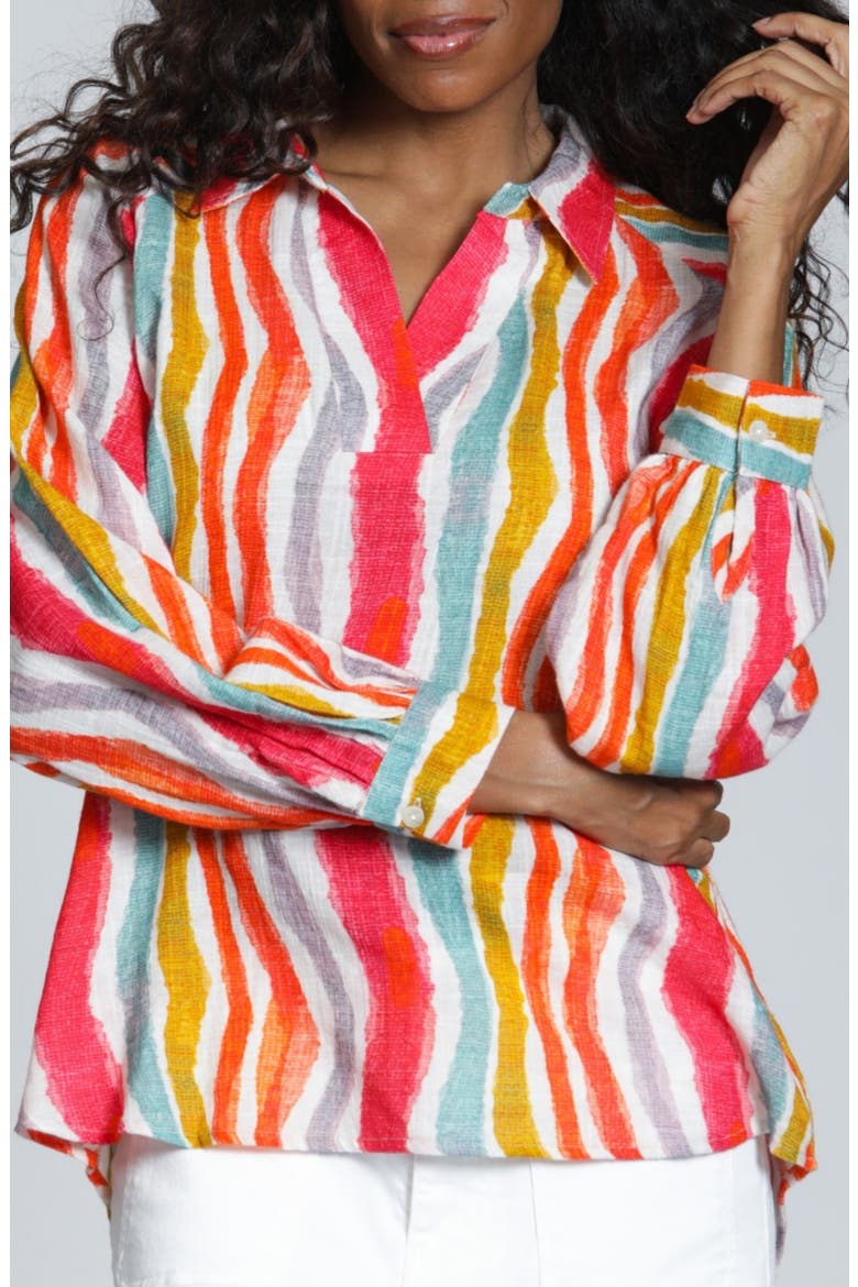 Stripe Pullover Shirt, Main, color, HIBISCUS MULTI