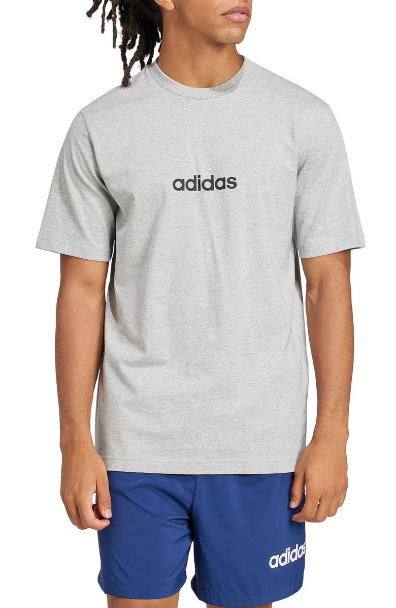 adidas Essentials Linear Jersey Graphic T-Shirt, Main, color, Medium Grey Heather/ Black