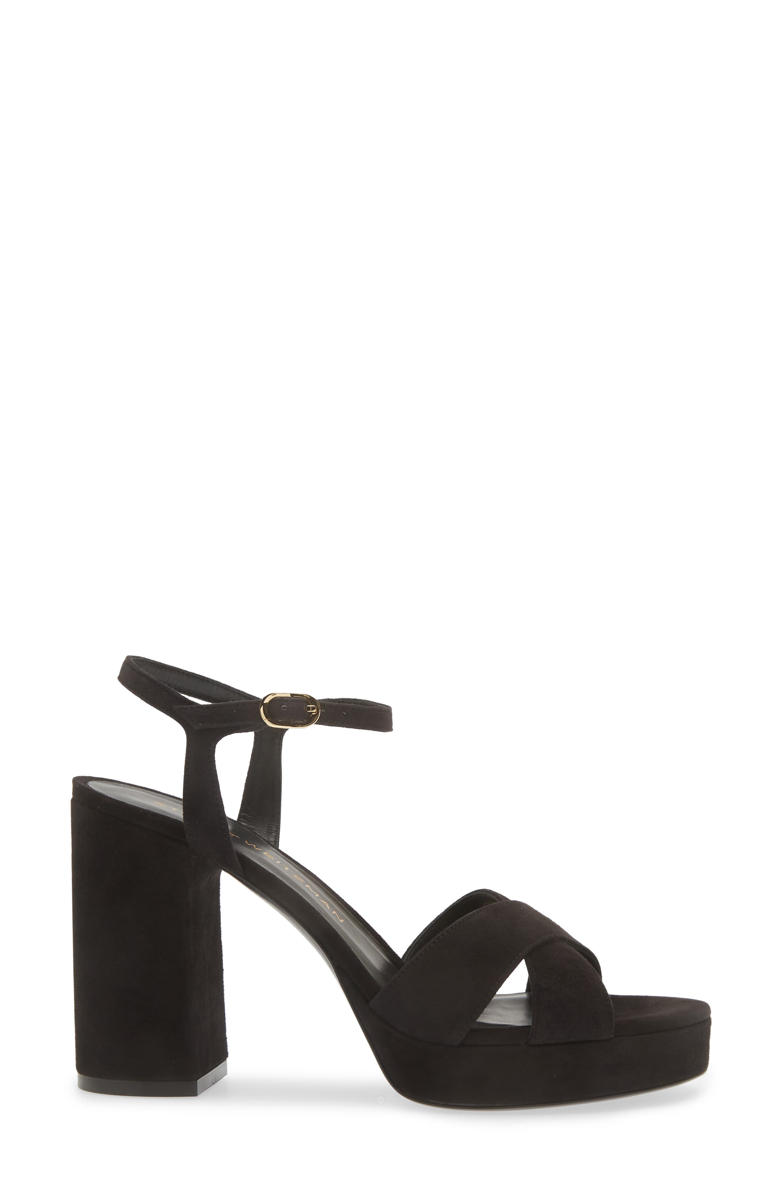 Stuart Weitzman Dayna Platform Sandal, Alternate, color, Black Suede