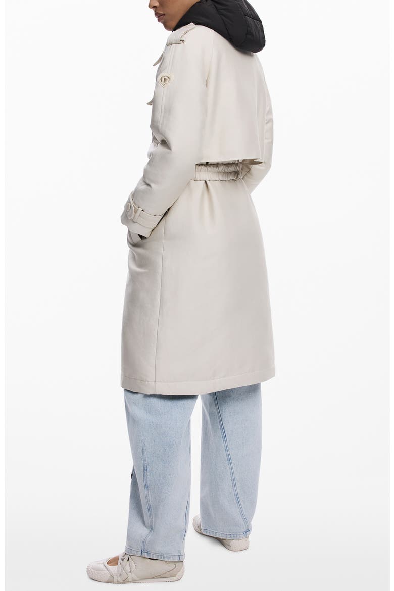 Belted Trench Coat with Removable Hooded Bib, Alternate, color, BEIGE
