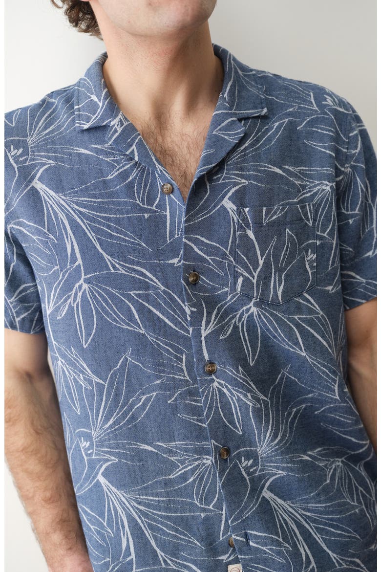 Jacquard Camp Shirt, Alternate, color, BLUE FLORAL
