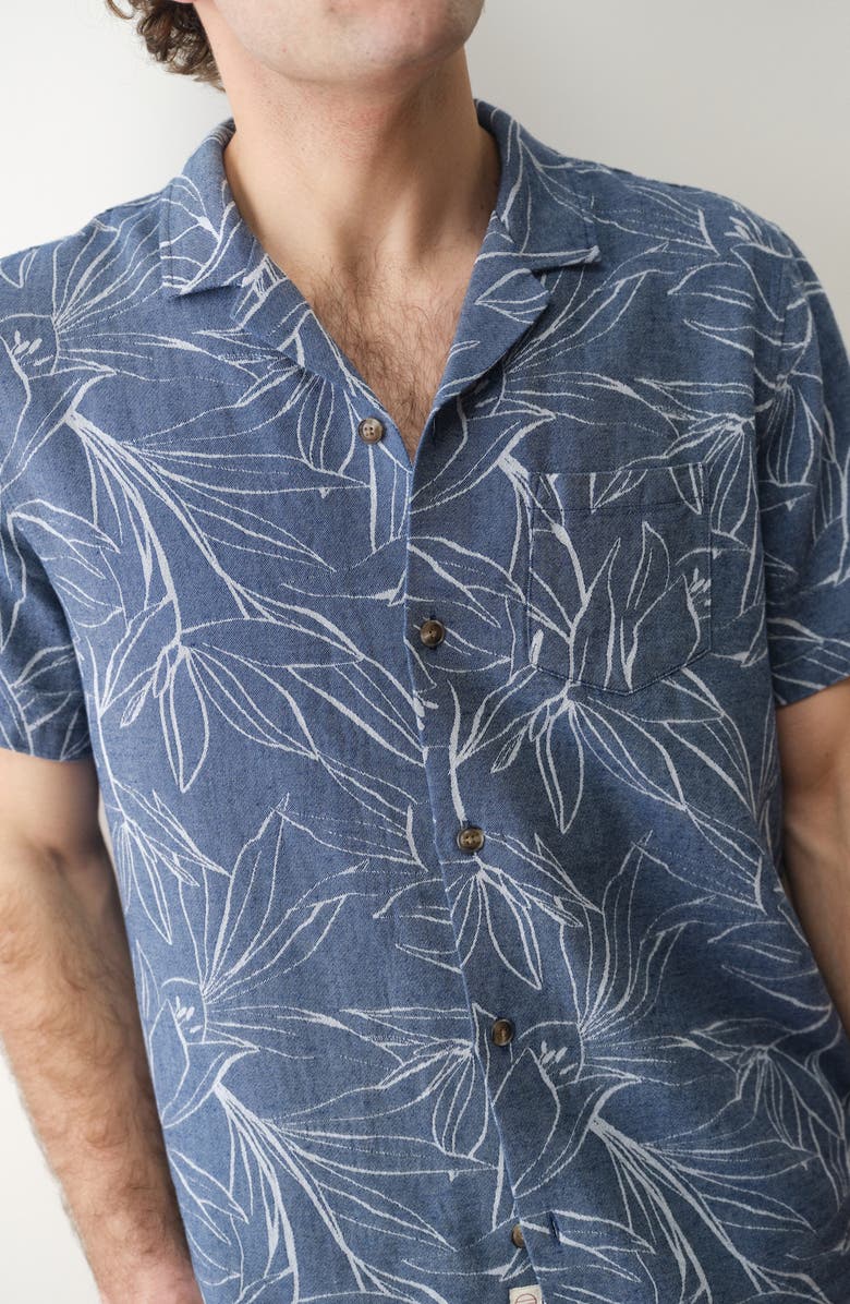 Marine Layer Jacquard Camp Shirt, Alternate, color, Blue Floral