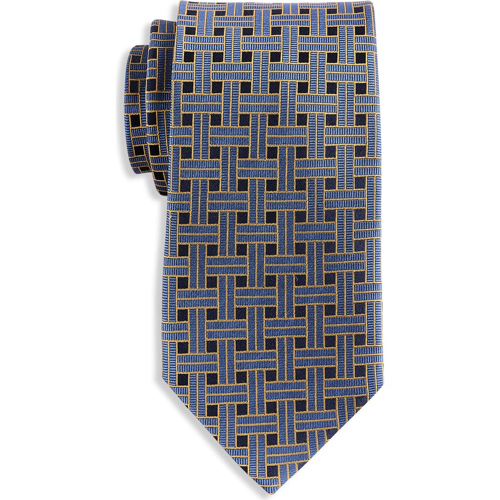 Oak Hill Premium By Dxl Big & Tall Patterned Link Silk Tie In Navy