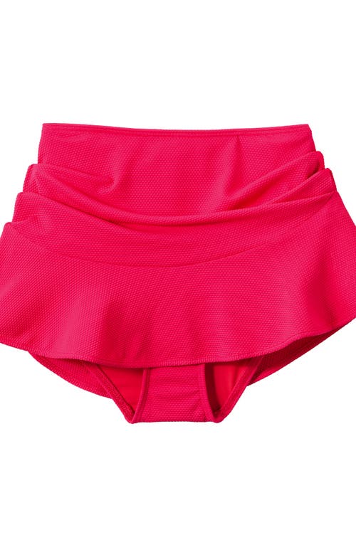 Lands' End Plus Size Pique Ruffle Hem Mini Swim Skirt In Coral Rose
