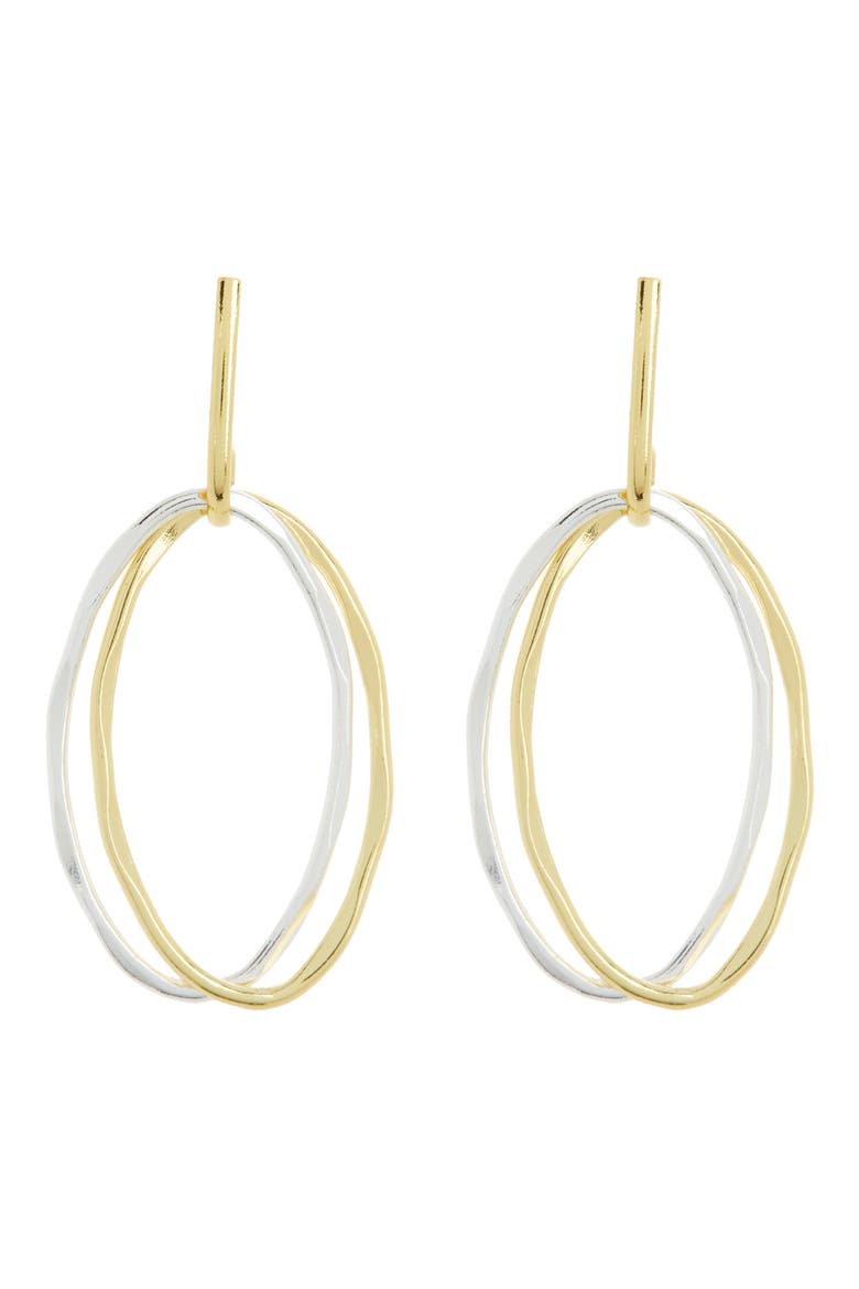 Two-Tone Frontal Hoop Earrings, Main, color, GOLD/SIL