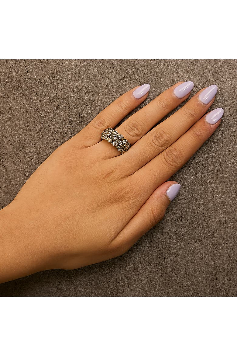 10K Yellow Gold Plated .925 Sterling Silver 3.0 Cttw Champagne Diamond Multi Lattice Band Ring, Alternate, color, Yellow Gold over Silver