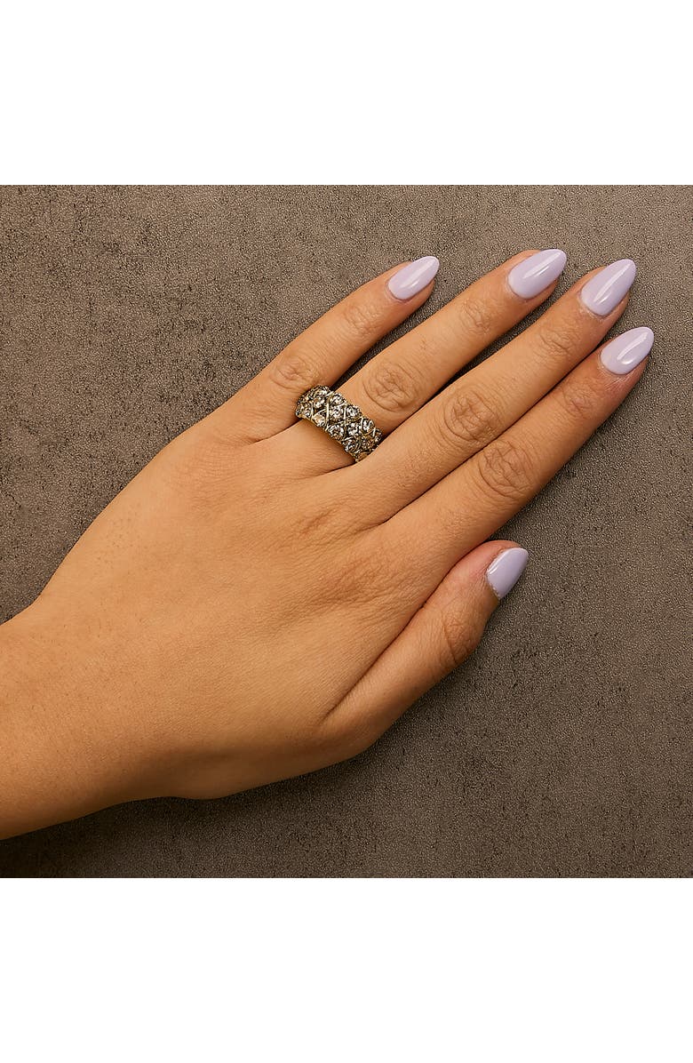 Haus of Brilliance 10K Yellow Gold Plated .925 Sterling Silver 3.0 Cttw Champagne Diamond Multi Lattice Band Ring, Alternate, color, Yellow Gold Over Silver