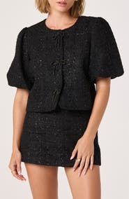 ASTR the Label Puff Sleeve Tweed Jacket