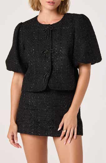 ASTR the Label Puff Sleeve Tweed Jacket