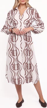 Petal & Pup Lira Long Sleeve Midi Shirtdress