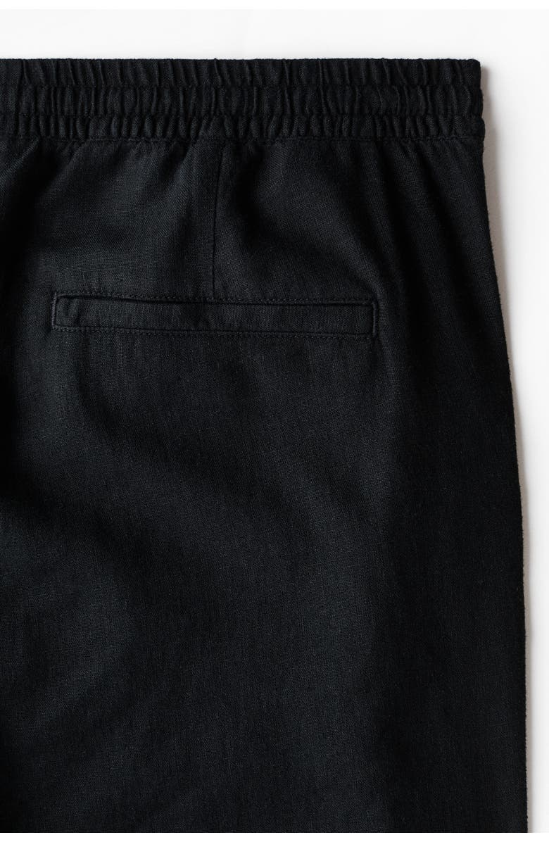 H&M Relaxed Fit Linen-blend Trousers, Alternate, color, Black