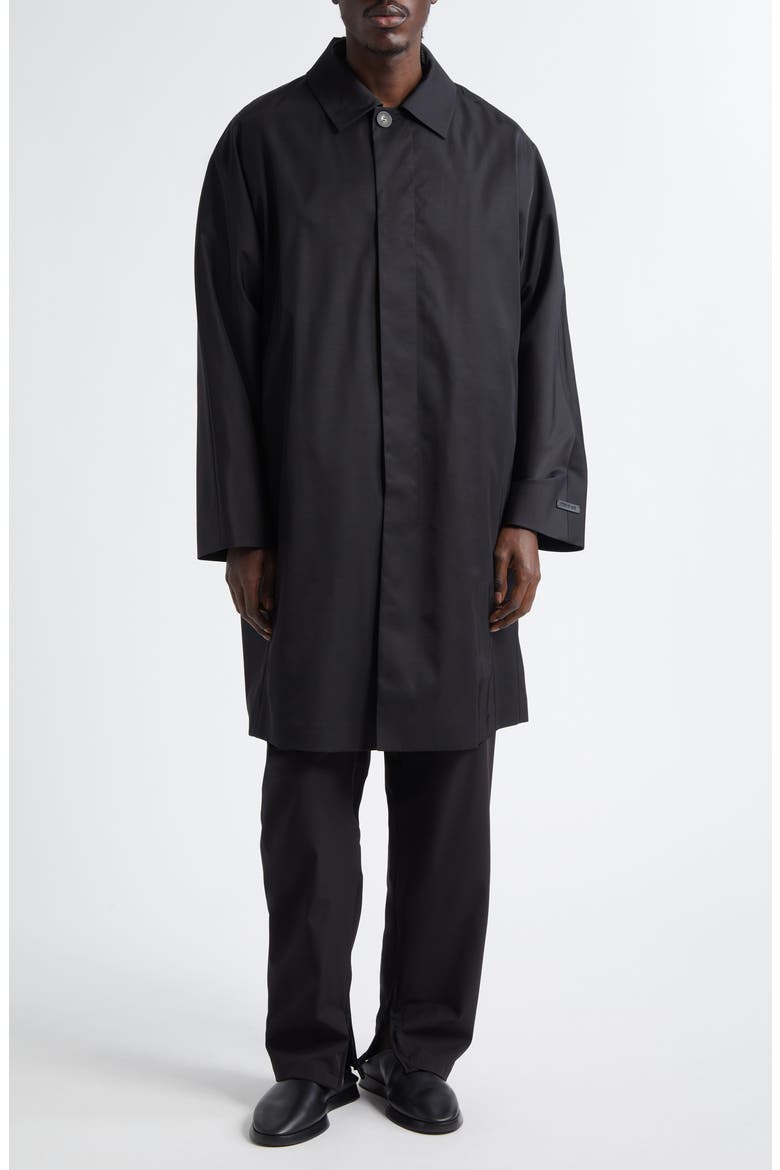 Nylon & Wool Car Coat, Alternate, color, BLACK