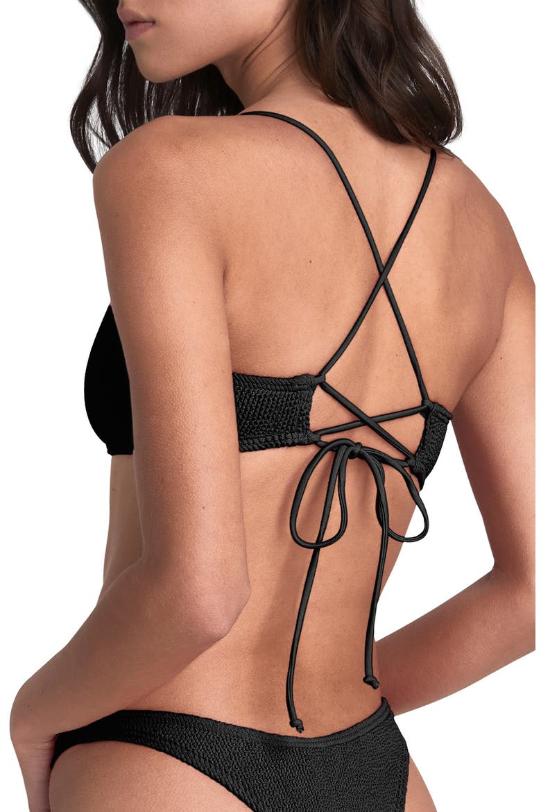 The Selena Rib Bikini Top, Alternate, color, BLACK