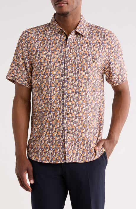 Happy Hour Print Short Sleeve Button Down Shirt