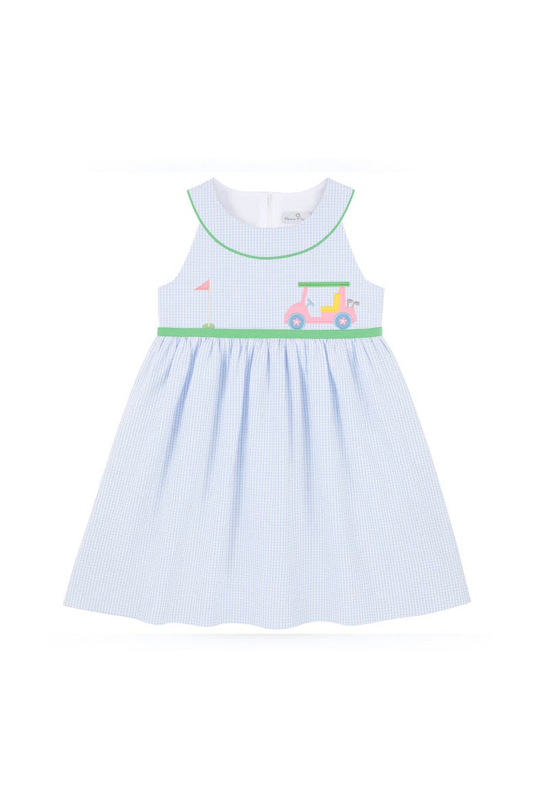 Check Seersucker Dress With Golf Cart, Main, color, Blue/White