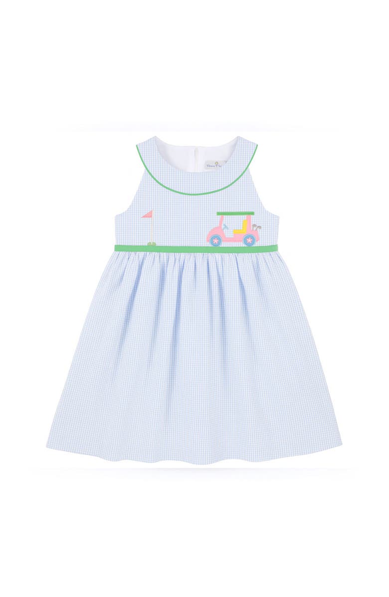 Florence Eiseman Check Seersucker Dress With Golf Cart, Main, color, Blue/White