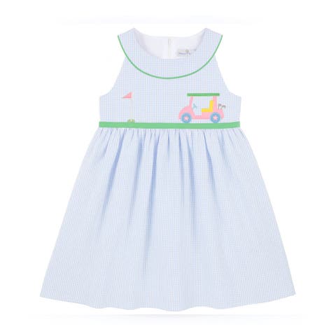 Check Seersucker Dress With Golf Cart (Toddler, Little Kid, Big Kid)
