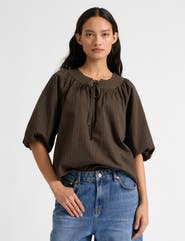 Albaray Gingham Blouson Sleeve Top