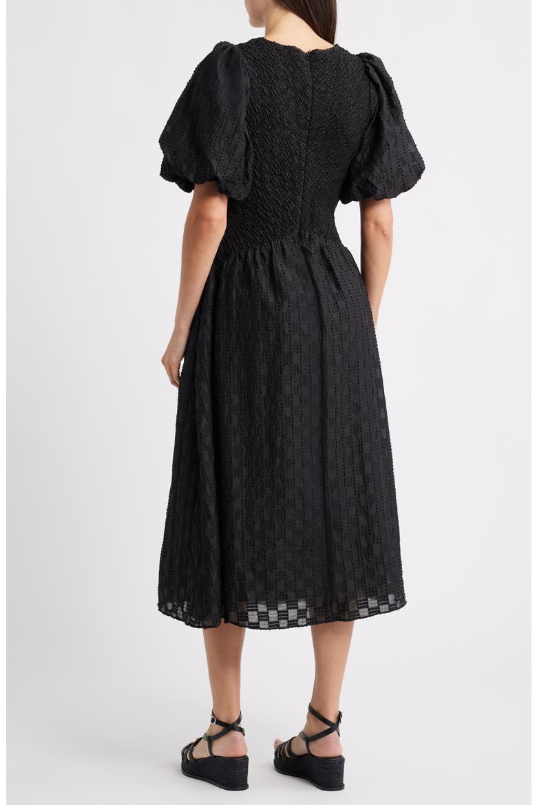 Tahia Textured Midi Dress, Alternate, color, BLACK