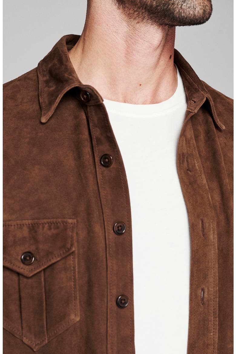 Featherweight Leather Shirt, Alternate, color, CHOCOLATE