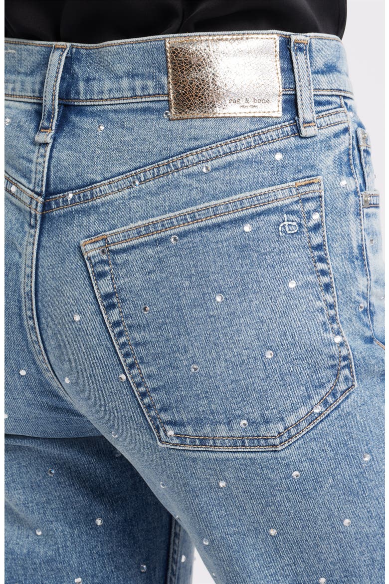 Harlow Rhinestone Detail Straight Leg Ankle Jeans, Alternate, color, ORIANJEWEL