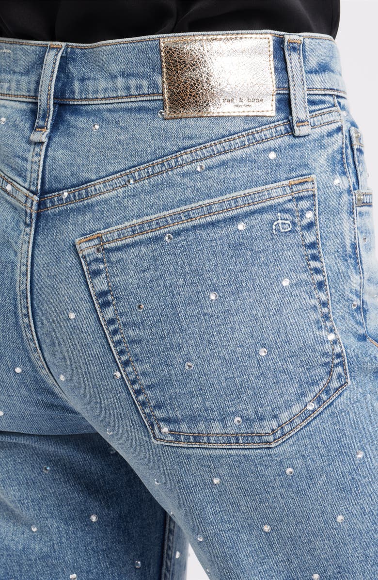 rag & bone/JEAN Harlow Rhinestone Detail High Waist Straight Leg Ankle Jeans, Alternate, color, Orianjewel