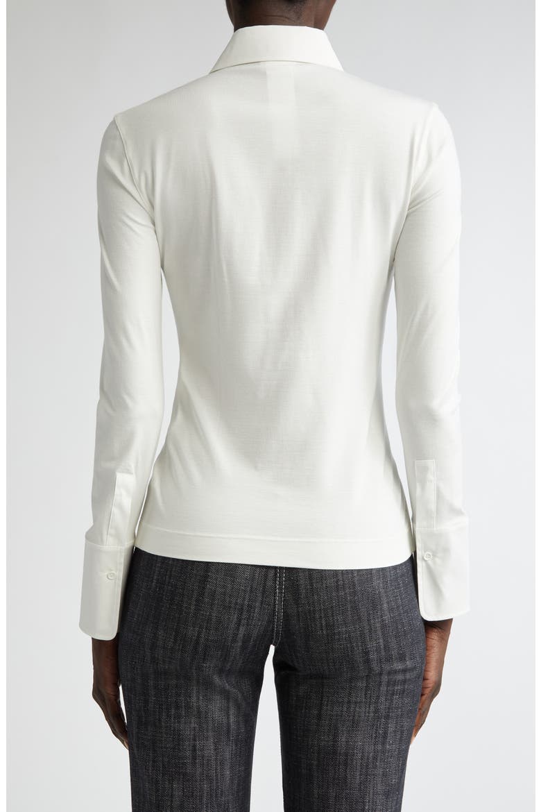 Mixed Media Button-Up Shirt, Alternate, color, CREAM