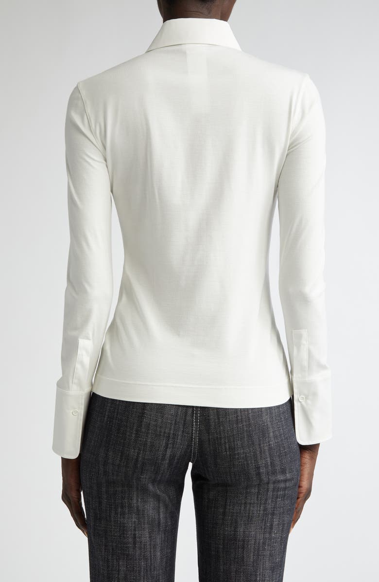 Akris punto Mixed Media Button-Up Shirt, Alternate, color, 