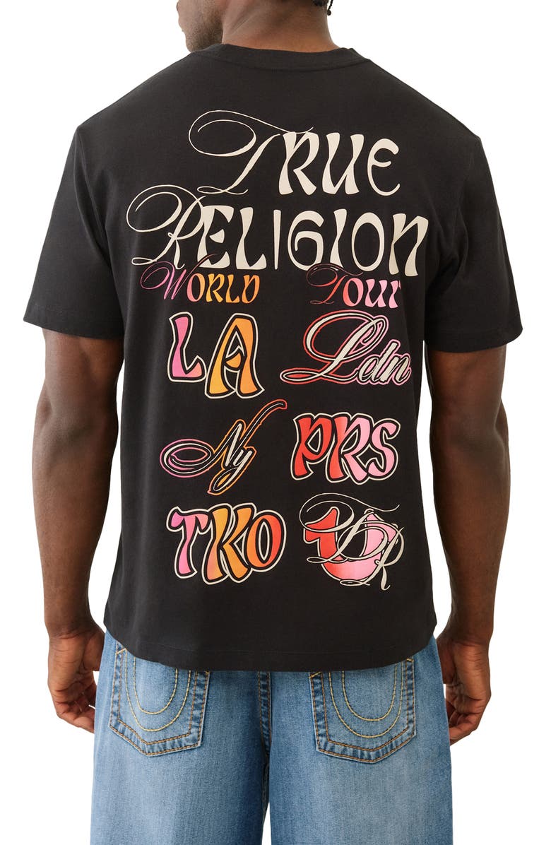 True Religion Standard Ombré Logo Graphic T-Shirt, Alternate, color, Jet Black