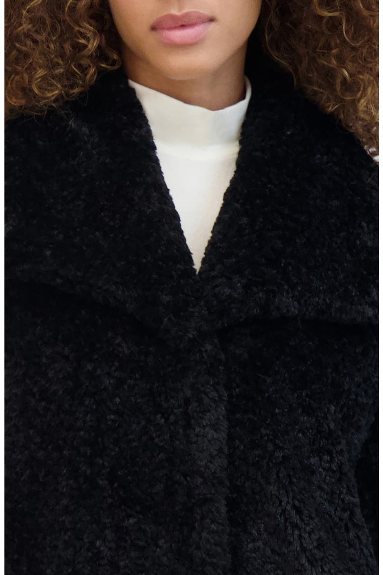 Textured Faux Fur Jacket, Alternate, color, BLACK