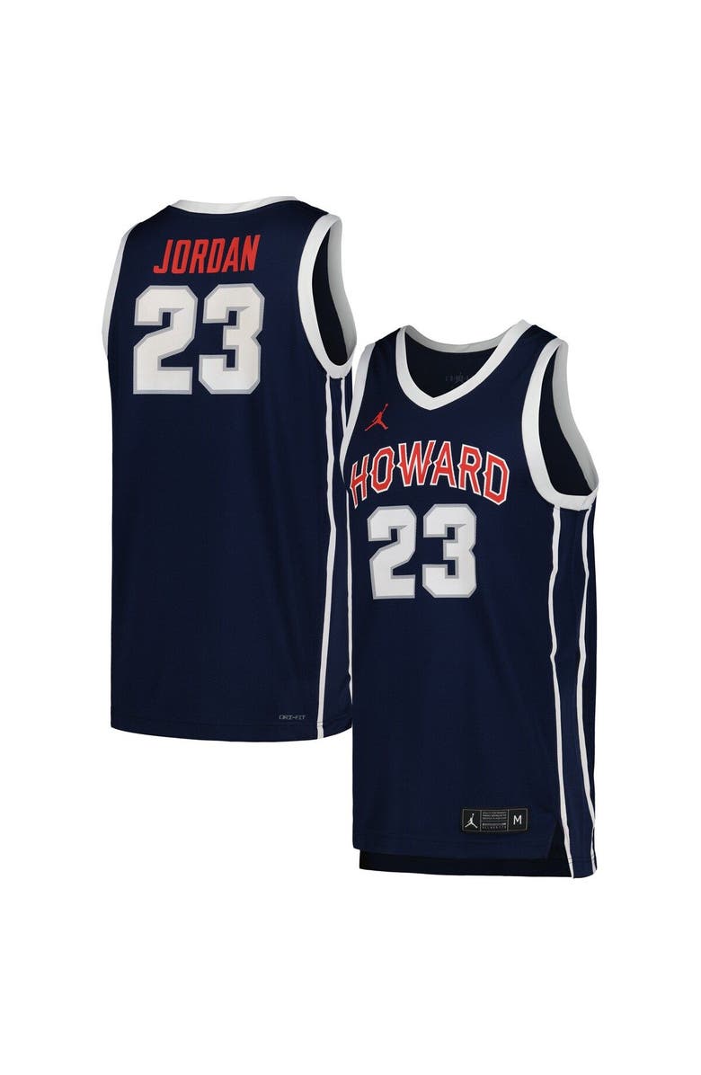 Jordan Brand Men's Jordan Brand Michael Jordan Navy Howard University Bisons Replica Basketball Jersey, Main, color, 