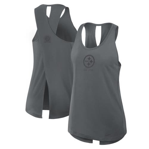 Nike Gray Pittsburgh Steelers Glory Crisscross Performance Tank Top In Gray