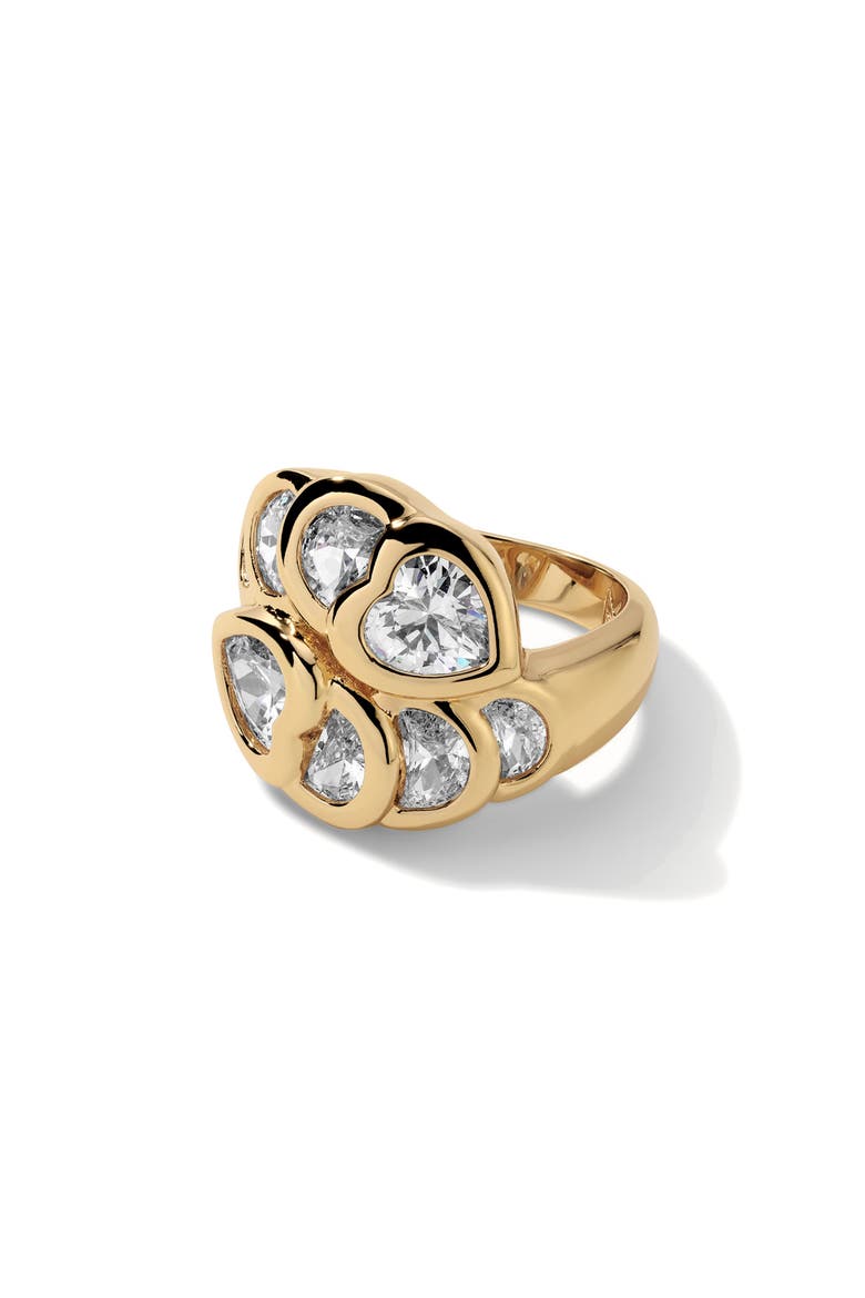 Mixed Cut Cubic Zirconia Cocktail Ring, Main, color, GOLD