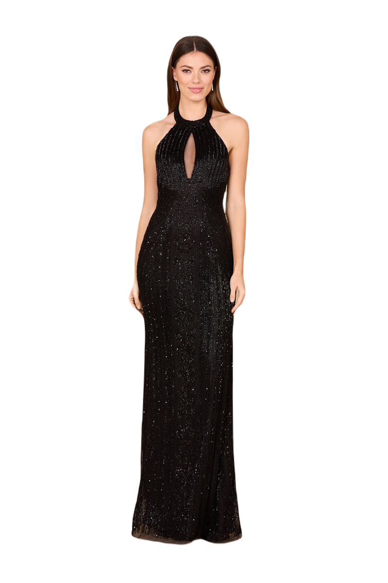 Halter Neck Dress with Keyhole, Main, color, Black