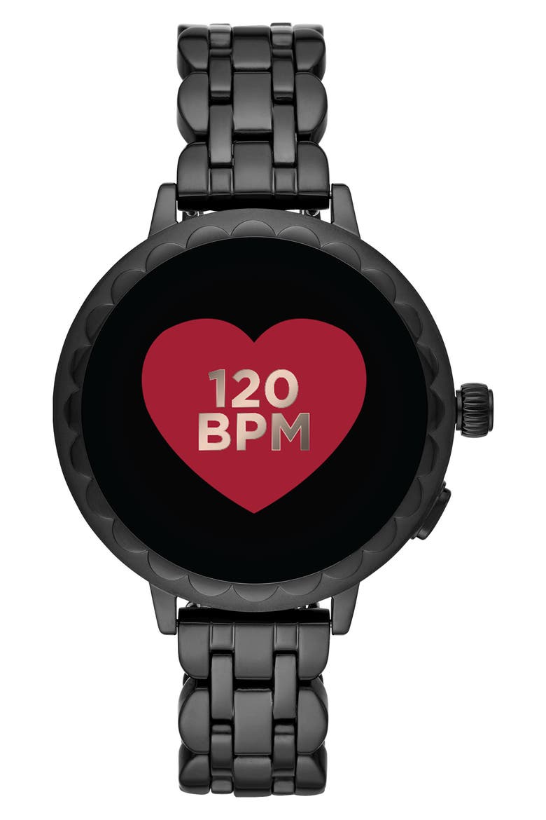 raven scallop smart bracelet watch, 41mm, Alternate, color, BLACK