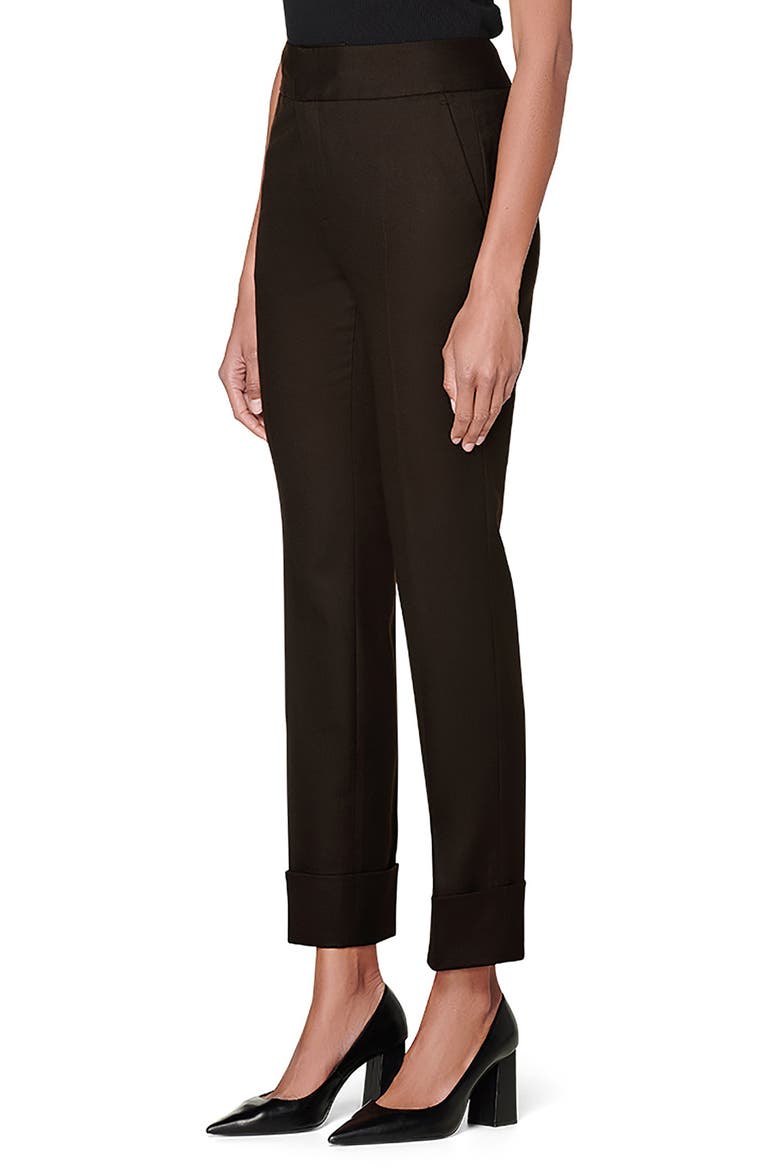 Lane Pintucked Ankle Cuff Wool Trousers, Alternate, color, CHOCOLATE