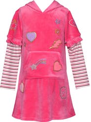 Truly Me Kids' Patchwork Hooded Velour Dress