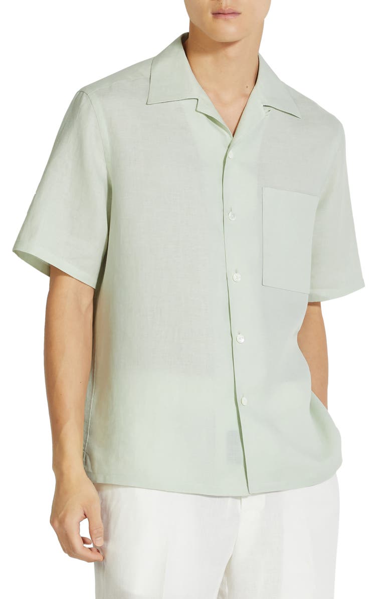 ZEGNA Oasi Linen Camp Shirt, Main, color, 