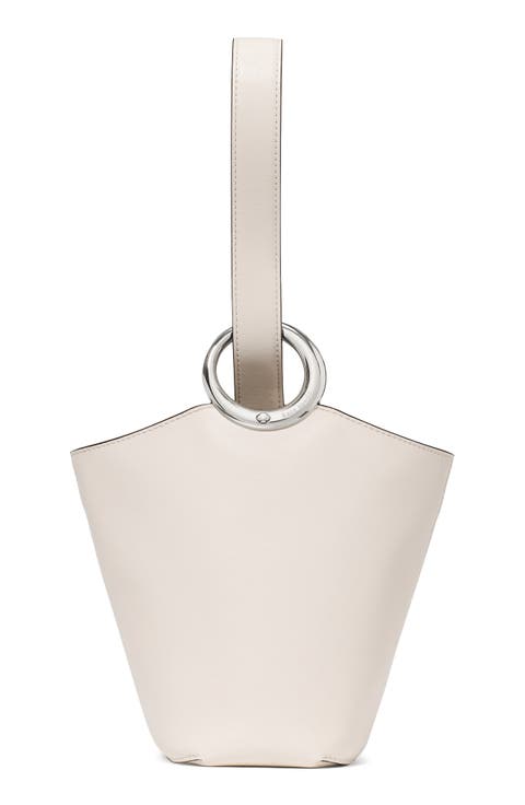 mini halo fine grain leather bucket bag
