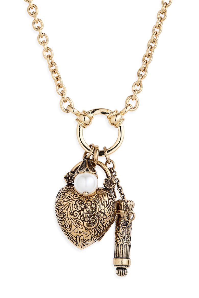 Chateau Treasures Heart Pendant Necklace, Main, color, VINTAGE GOLD