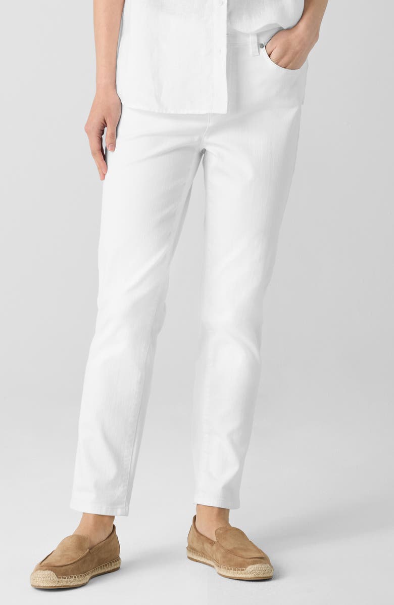 Eileen Fisher High Waist Ankle Slim Jeans, Main, color, White