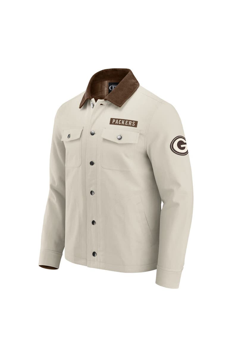 Darius Rucker Collection by Fanatics Men
s NFL x Darius Rucker Collection by Fanatics Tan Green Bay Packers Midweight Canvas Full-Button Jacket, Alternate, color, Tan