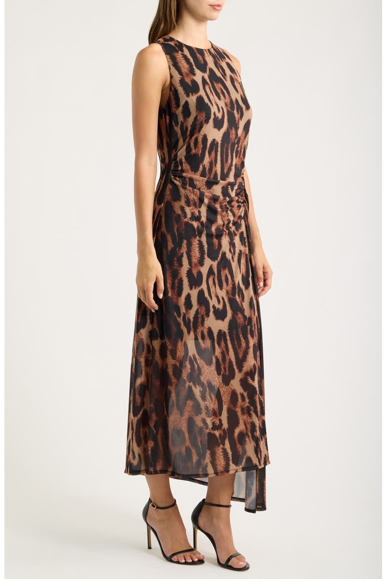 Animal Print Mesh Midi Dress, Alternate, color, BLACK MULTI