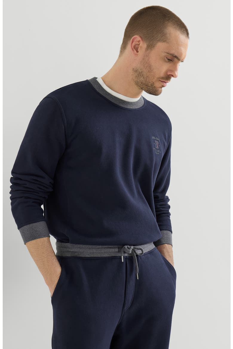 Cotton French terry sweatshirt with embroidery, Alternate, color, Cobalt