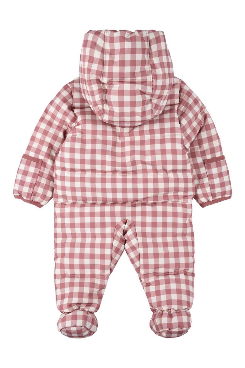 Water Repellent Plum Gingham Hooded Snowsuit, Alternate, color, PLUM