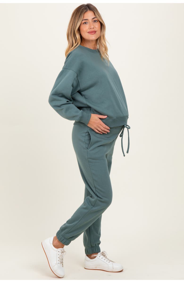 PinkBlush Fleece Long Sleeve Pullover & Jogger Set, Alternate, color, Jade