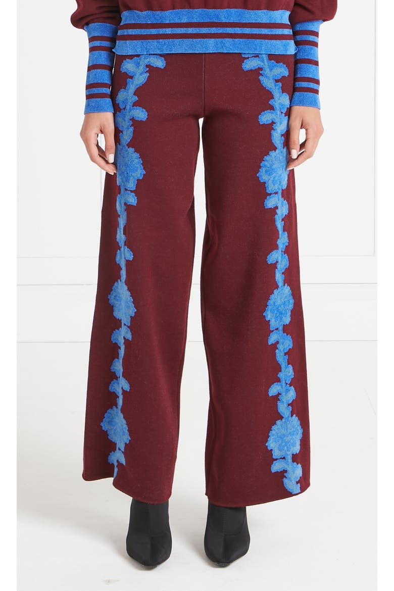Floral Knit Trousers, Main, color, Dark Amethyst